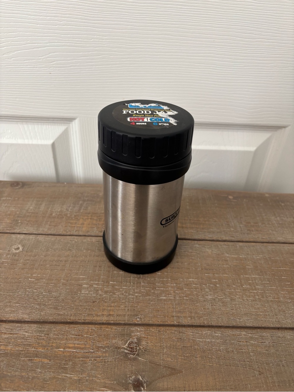 Stainless Steel Food Jar with Black Lid - Insulated Portable Container